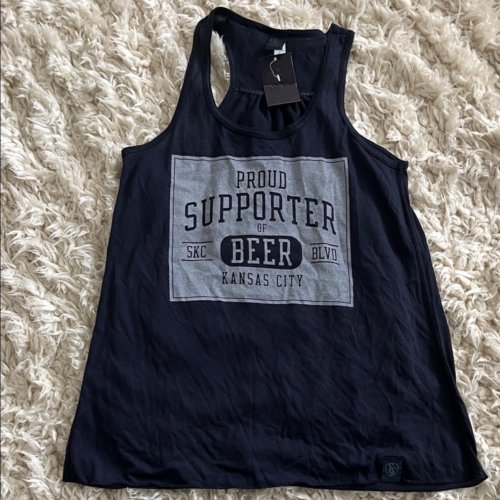 Black Tank Top with Beer Supporter Print